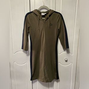 Puma Athletic Hoodie Dress Olive  size medium